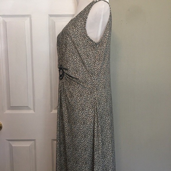 Nina Leonard Animal Print V-Neck Maxi Dress M-L - Picture 5 of 10